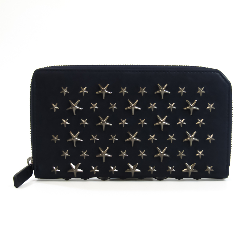 JIMMY CHOO CARNABY BLS J000049385001 Unisex Leather Studded Long Wallet [bi-fold - Picture 1 of 10